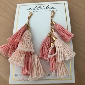 Ettika Tassel Earrings- Peach/Cream